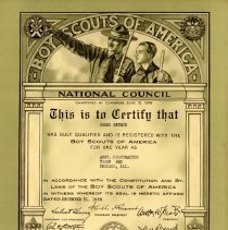 Scoutmaster Certificate: James Rathje, 1939