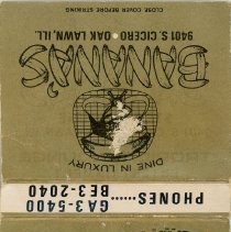 Banana's Steak House Matchbook