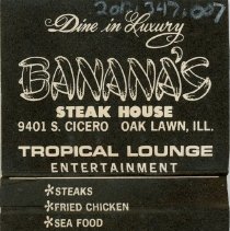 Banana's Steak House Matchbook