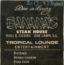 Banana's Steak House Matchbook