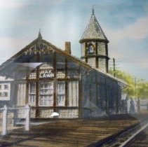 Painting of the first Oak Lawn Train Depot
