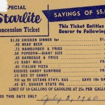 Starlite Drive-In Concession Ticket