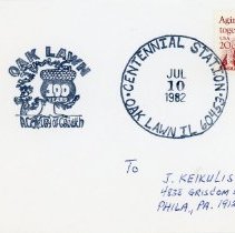 Oak Lawn Centennial Envelope