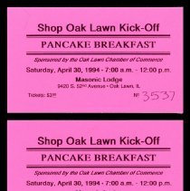 3rd Annual Pancake Breakfast Tickets, 1994
