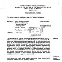 School District 218 Minutes, 1994-95