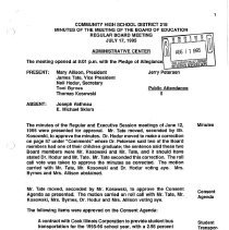 School District 218 Minutes, 1995-96