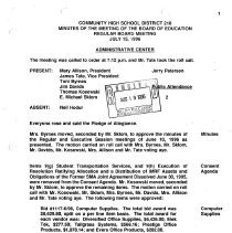 School District 218 Minutes, 1996-97