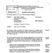 School District 218 Minutes, 1997-98