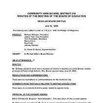 School District 218 MInutes, 2004-05