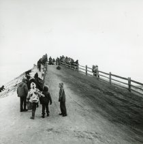 Children sledding down a hill