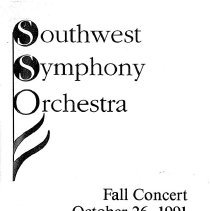 1991 - 1992, Southwest Symphony Orchestra Program