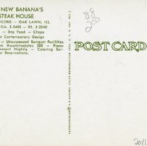Banana's Steak House Postcard