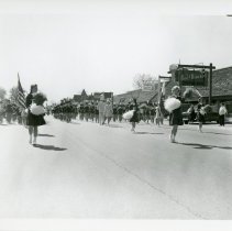 Photograph of a High School Band in the 1963 Oak Lawn V.F.W. Loyalty Day Pa