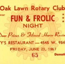 Oak Lawn Rotary Club Ticket, 1967