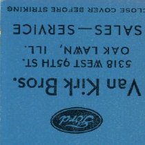 Van Kirk Brothers Matchbook