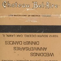 Chateau Bel-Aire Restaurant Matchbook