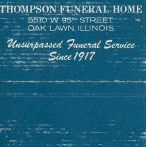 Thompson Funeral Home Matchbook