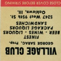 Village Club Matchbook