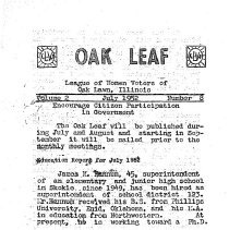 League of Women Voters Newsletter, 1952