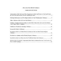 Oak Lawn Park District Ordinance, 2010