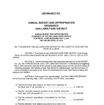 Oak Lawn Park District Budget, 2014