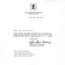 Oak Lawn Post Office Information, 1972