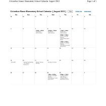 Columbus Manor School Calendar, 2012-13