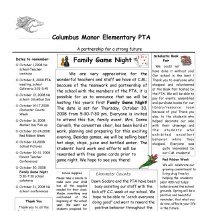 Columbus Manor PTA Newsletter, 2008-09