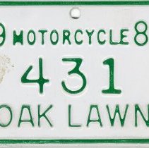 Oak Lawn Motorcycle License Plate