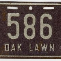 Oak Lawn Bicycle License Plate