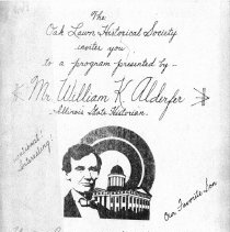 Oak Lawn Hist Society Program Flier, 1979