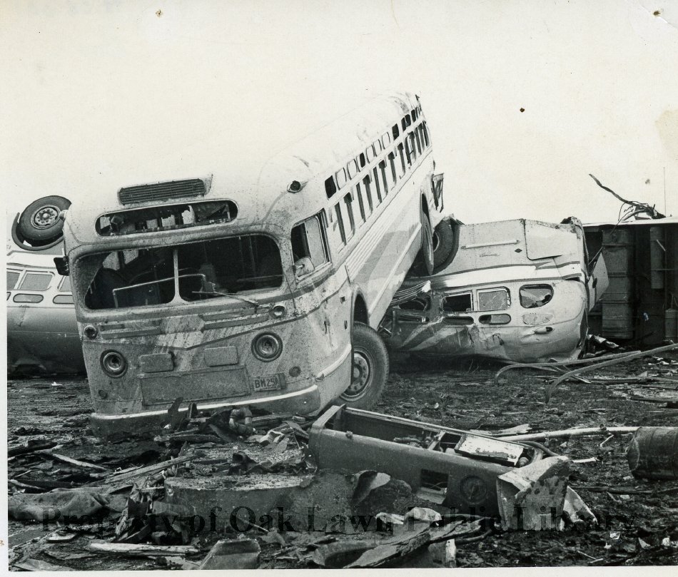 Aftermath of the 1967 Oak Lawn Tornado - This is a photograph of the