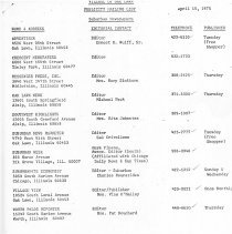 Village Publicity Mailing List, 1975