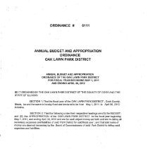 Oak Lawn Park District Budget, 2011-12