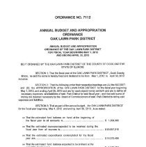 Oak Lawn Park District Budget, 2012-13