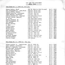 Oak Lawn Fire Dept Roster, 1958