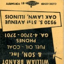 William Brandt and Son Matchbook