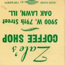 Zale's Coffee Shop Matchbook