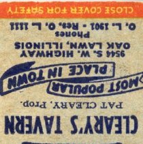Cleary's Tavern Matchbook