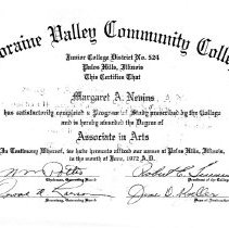 Peggy Nevins Diploma, 1972