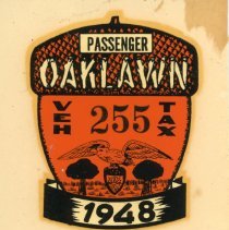Oak Lawn Vehicle Sticker, 1948