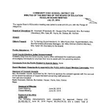 Community High School District 218 Minutes, 2016-17