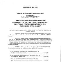 Oak Lawn Park District Budget, 2016-17