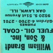 William Brandt and Son Matchbook