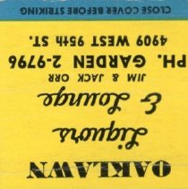 Oak Lawn Liquors and Lounge Matchbook