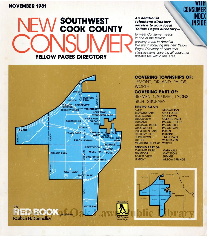 1981, Southwest Cook County New Consumer Yellow Pages Directory