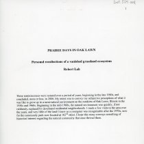 Prairie Days in Oak Lawn