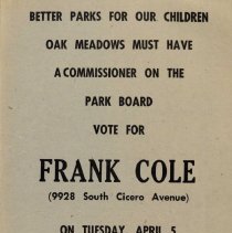 Oak Lawn Park Dist Commissioner Election Flier, 1955