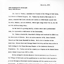 Dr. Carl S. Venkus Press Release, 1971