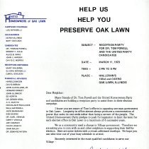 United Oak Lawn Party Invitation, 1973